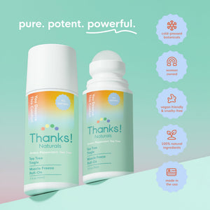 Thanks! Naturals Muscle Freeze Roll On, Tea Tree Tingle, Vegan, Cold Pressed Formula with Shea Butter, Eucalyptus & Peppermint, Use on Neck, Knees & Joints, Post Workout Essential, 3 FL OZ Thanks! NaturalsBuy Supplements Australia