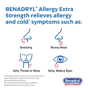 Benadryl Extra Strength Allergy Relief Medicine, 50 mg Diphenhydramine HCl Antihistamine Tablets for Relief of Allergy Symptoms Due to Hay Fever or Other Upper Respiratory Allergies, 24 ct Benadryl buy supplements Au