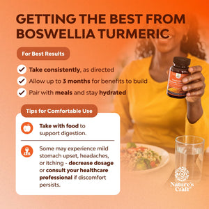 Boswellia Extract Capsules with Turmeric - Advanced Immune Health Support Supplement - Turmeric & Boswellia Serrata Capsules 500mg per Serving for Body Detox & Healthy Joints - 90 Count Natures Craft buy supplements Au