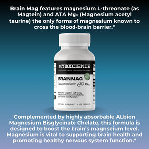 Magnesium L-Threonate + Mag Acetyl-Taurate (ATA Mag) + Mag Glycinate | Promotes Cognitive Well-Being, Enhanced Memory, Mental Clarity and Overall Brain Function | 120 Capsules MYOXCIENCE buy supplements Au