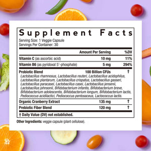 Doctor's Recipes Probiotics for Women, 100 Billion CFU, 18 Probiotic Strains, Prebiotics, Cranberry, P-5-P & VC, Vaginal, Digestive & Immune Support, Shelf-Stable, 30 Vegan Caps