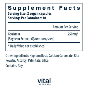Vital Nutrients Genistein - Easily Absorbed Isoflavones for Bone Health Support* - Vegan Supplement - Gluten and Dairy Free - Non-GMO - 60 Capsules Vital NutrientsBuy Supplements Australia