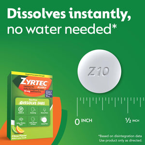 Zyrtec 24 Hour Dye-Free Allergy Relief Dissolve Tablets with 10 mg Cetirizine HCl, Citrus Flavored Antihistamine Allergy Medicine Helps Relieve Sneezing, Runny Nose, & Itchy Eyes, 24 ct Zyrtec buy supplements Au