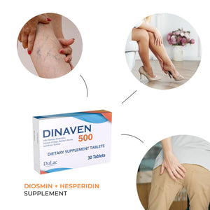Dulac Dinaven 500, Micronized Diosmin Hesperidin Dietary Supplement 1000mg per serving, Horse Chestnut Extract, Butcher’s Broom & Red Grape Extract, Leg Circulation Support, 30 Tablets, Made in Italy DULÀC FARMACEUTICI 1982Buy Supplements Australia
