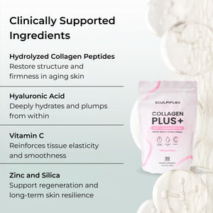 Sculpiflex Hydrolyzed Collagen Peptides Powder, Marine, Bovine, and Chicken Unflavored Multi Collagen Complex for Women, Firms Skin and Boosts Elasticity, Hydrating with Hyaluronic Acid (30 Servings) SCULPIFLEX buy supplements Au