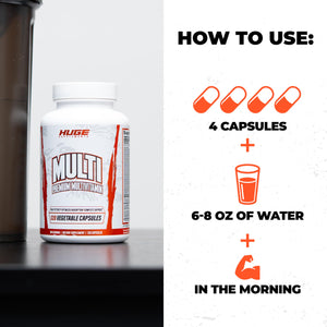 Huge Multi, Multivitamin for Men, High-Performance All-in-One Formula for Athletes & Bodybuilding, Vitamin & Mineral Replenishment, Supports Immune System & Healthy Hormone Levels (120 Capsules) Huge Supplements buy supplements Au