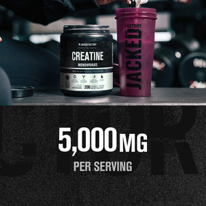 Suplement Jacked Factory Creatine Monohydrate Powder 1000g - 5g Daily Creatine Supplement for Men and Women, Vegan-Friendly, VelvetGlow USA