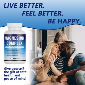 Magnesium Complex Supplement - 8 Elemental Magnesium 1000mg - Glycinate, Citrate, Malate, Taurate Chelated | Easy Absorption, Energy Support | Vegan Non-GMO, 90 Capsules (1pc) KFUKFU buy supplements Au