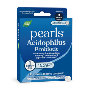 Suplement Nature's Way Probiotic Pearls Acidophilus, Supports Digestive Balance & Gut Health*, Reduces Occasional Constipation and Bloating*, 1 Billion CFU, No Refrigeration Required, 90 Softgels - VelvetGlow USA