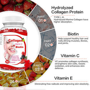 Moxca Hydrolyzed Marine Collagen Gummies for Women | Vegan Collagen Support with Biotin, Vitamins C & E | Daily Beauty Supplement for Hair, Skin & Nails | Natural Fruit Flavor, Clean Formula Moxca buy supplements Au