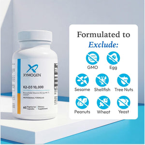XYMOGEN K2-D3 10000 - Vitamin D3 K2 Supplement for Immune, Bone & Cardiovascular Support* - Non-GMO, Gluten-Free, Vegetarian - 60 Capsules XYMOGEN buy supplements Au