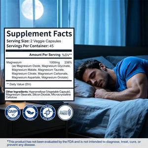 8 in 1 Magnesium Complex Capsules 1000mg for Women and Men - Highly Absorbable Magnesium Supplement Supports Muscle Relaxation Sleep & Energy | NSF Certified, GMP, Gluten Free, Vegan Oopeatol buy supplements Au