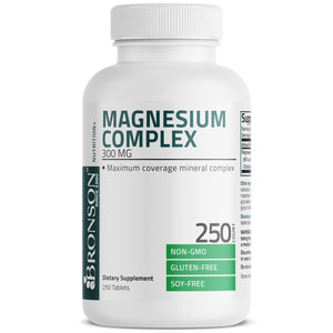 Bronson Triple Magnesium Complex Maximum Coverage 300mg - Non-GMO Formula, 250 Tablets Bronson buy supplements Au