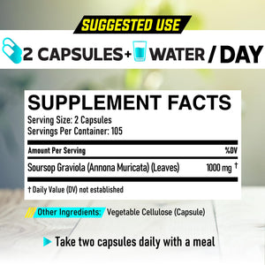 Soursop Graviola Leaves Capsules - Soursop Fruit Advanced - 210 Counts for 105 Servings DEDICAD buy supplements Au