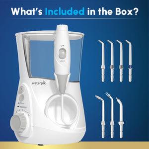 Suplement Waterpik Aquarius Water Flosser For Teeth Cleaning, Gums, Braces, Dental Care, Electric Power With 10 Settings, 7 Tips For Multiple Users And Needs, ADA Accepted, W - VelvetGlow USA
