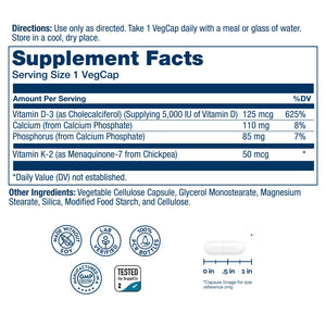 SOLARAY Vitamin D3 K2, K2 D3 Vitamin Supplement for Calcium Absorption, Bone Strength, Cardiovascular & Immune Function Support, Made Without Soy, 60-Day Guarantee, 60 Servings, 60 VegCaps SOLARAY buy supplements Au