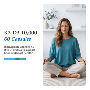 XYMOGEN K2-D3 10000 - Vitamin D3 K2 Supplement for Immune, Bone & Cardiovascular Support* - Non-GMO, Gluten-Free, Vegetarian - 60 Capsules XYMOGEN buy supplements Au