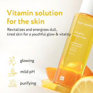 Suplement Face Republic Vita Glow Niacin Toner 160ml 5.41 fl oz | Vitamin Complex | Vitalizing & Purifying | Radiant Glow for Dull Skin | 7 Hyaluronic Acids, Vitamin C - VelvetGlow USA