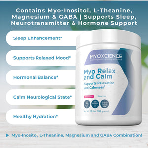 MYOXCIENCE Myo Relax & Calm | Myo-Inositol, L-Theanine, Taurine, Magnesium & GABA | Supports Sleep, Neurotransmitter & Hormone Support (Berry Flavor) (60 Servings) MYOXCIENCE buy supplements Au
