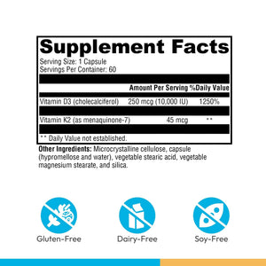 XYMOGEN K2-D3 10000 - Vitamin D3 K2 Supplement for Immune, Bone & Cardiovascular Support* - Non-GMO, Gluten-Free, Vegetarian - 60 Capsules XYMOGEN buy supplements Au