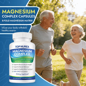 Top Nurex Magnesium Complex 1000 mg, 8-Source Magnesium Blend with Glycinate, Citrate, Malate & Taurate, Vegan Formula, Non-GMO, 90 Capsules Top Nurex buy supplements Au