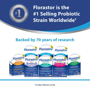Florastor Probiotics for Digestive and Immune Health, 100 Capsules, Probiotics for Women & Men, Helps Flush Out Bad Bacteria, Boosts The Good with Our Unique Strain Saccharomyces Boulardii