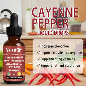 Velestoff Cayenne Pepper & Cayenne Pepper Drops Liquid Supplement with Hawthorn, Beet Root, Turmeric, Vitamin K2 D3 Nutralis buy supplements Au