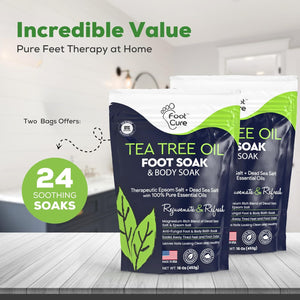 FOOT CURE Tea Tree Oil Foot Soak with Epsom Salt - Best Toenail Fungus Treatment, Athletes Foot & Softens Calluses - Soothes Sore & Tired Feet, Fungal Toe, Foot Odor Scent, Spa Pedicure (Pack of 2) FOOT CURE buy supplements Au