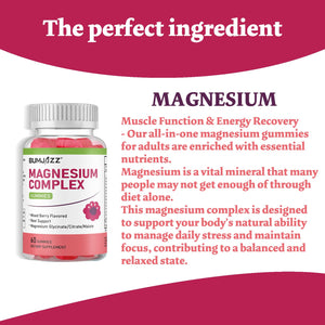 Magnesium Complex Gummies 800mg - 60 Counts Magnesium Glycinate&Citrate&Malate Gummy for Rest Muscle Function Bumjazz buy supplements Au