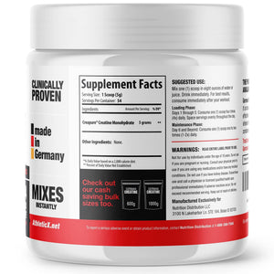 German Creatine - Micronized Creatine Monohydrate Powder, 99.99% Pure Creapure for Muscle Growth, Strength & Performance, Supports Muscle Recovery, 3rd Party Tested, Unflavored - 270g (54 Servings) German Creatine buy supplements Au