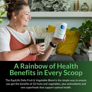 Equilife Daily Fruit & Vegetable Blend, Superfood Antioxidant Supplement, Crisp Apple Flavor with Vitamin C, Fiber, and 9 Essential Amino Acids, Supports Energy, Low Sugar, Vegan, 30 Servings Tub Equilife buy supplements Au