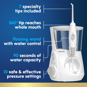 Suplement Waterpik Aquarius Water Flosser For Teeth Cleaning, Gums, Braces, Dental Care, Electric Power With 10 Settings, 7 Tips For Multiple Users And Needs, ADA Accepted, W - VelvetGlow USA