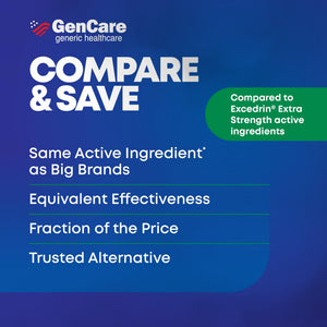 GenCare - Headache Relief Acetaminophen with Aspirin (NSAID) & Caffeine (300 Caplets) Value Pack | Head Pain, Muscle Aches, Back Pain & Body | Generic ExcedrEn Extra Strength GenCare buy supplements Au