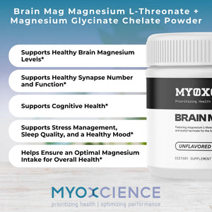 MYOXCIENCE Brain Mag | Magnesium L-Threonate Magtein & Magnesium Glycinate Powder (Unflavored) (60 Servings) MYOXCIENCE buy supplements Au