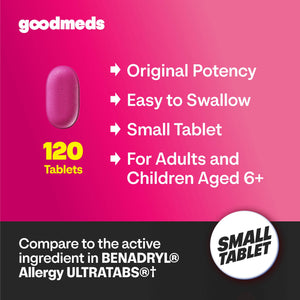 GoodMeds Allergy Medicine Antihistamine, Diphenhydramine HCl 25 mg | Children and Adults | Relieve Itchy Eyes, Runny Nose, Sneezing (25 mg, 600 Tablets) GoodMeds buy supplements Au