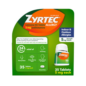 Zyrtec 24 Hour Allergy Relief Tablets, Indoor & Outdoor Allergy Medicine for Adults with 5 mg Cetirizine Hydrochloride, Relief of Runny Nose, Sneezing, Itchy Eyes, Plus Dust, Mold & Pet Dander, 35 ct Zyrtec buy supplements Au