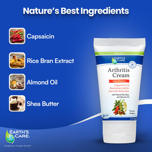 Earth's Care Arthritis Cream - Joint Cream with Natural Capsaicin - Topical Analgesic 2.4 OZ (Pack of 2) Earth's CareBuy Supplements Australia