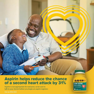 Bayer Aspirin Low Dose 81 mg, Enteric Coated Tablets, Doctor Recommended, Secondary Prevention of Cardiovascular Disease, 300 Safety Coated Tablets (Packaging may vary) BayerBuy Supplements Australia