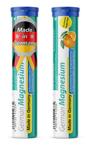 German Magnesium Oxide Supplement | Effervescent Tablets | Orange Flavor – 200 mg Magnesium per Serving | Sugar Free, Vegan – T&D Pharma – Made in Germany T&D buy supplements Au