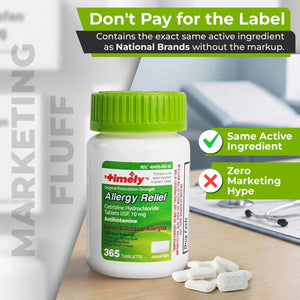TIME-Cap Labs 365 Tablets Cetirizine HCl 10mg Allergy Relief - Antihistamine for Adults & Children Age 6+, Helps Relieve Sneezing, Runny Nose, Itchy Watery Eyes & Itchy Throat TIME-CAP LABS, INC.ย buy supplements Au