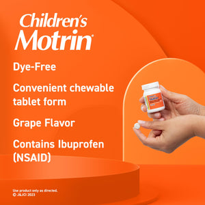 Motrin Children's Dye-Free Chewable Tablets with Ibuprofen, Kids' Fever Reducer & Pain Reliever for Sore Throat, Fever, Toothache & Pain Relief, Grape Flavor, 24 Ct Motrin buy supplements Au