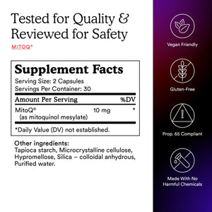 MitoQ Pure Advanced Mitochondria Supplement Superior Bioavailability to CoQ10 | Reduces Free Radical Damage for Healthy Aging, Metabolism, Heart Health, Energy, Strength & Mobility MitoQ buy supplements Au