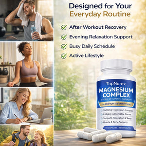 Top Nurex Magnesium Complex Supplement for Women & Men | 1000mg Maximum Absorption | 8 Magnesium Forms Including Glycinate, Citrate, Malate | Supports Relaxation, Sleep, Bone Strength | 90 Capsules Art anime buy supplements Au