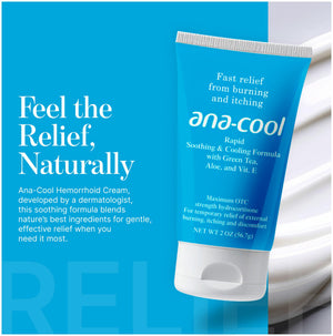 Ana-Cool Herbal Hemorrhoid Relief Cream - Fast Soothing for Bug Bites, Rashes, Irritations & More - 1% Hydrocortisone with Witch Hazel, Aloe & Vitamin E - Physician-Developed, 2 oz Tube Ana-CoolBuy Supplements Australia