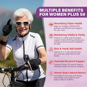 Multivitamin Gummies for Women 50 Plus - with Omega 3, Coenzyme Q10, Iron, Calcium, Zinc, Vitamin A, C, D3, E, K2, B Complex, Folate Tcemundry