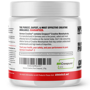 German Creatine - Micronized Creatine Monohydrate Powder, 99.99% Pure Creapure for Muscle Growth, Strength & Performance, Supports Muscle Recovery, 3rd Party Tested, Unflavored - 270g (54 Servings) German Creatine buy supplements Au