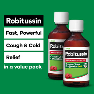 Robitussin Adult Maximum Strength Cough Plus Chest Congestion DM Max, Cough Suppressant and Expectorant, Raspberry Flavor, 8 Fl Oz x 2 Robitussin buy supplements Au