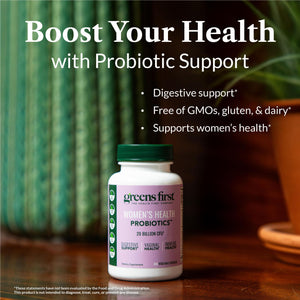 Greens First Women’s Health Probiotics - Probiotic for pH Balance - 20 Billion CFU - Support for Digestive, Immune & Vaginal Health Non-GMO/Gluten-Free/Dairy-Free/Soy-Free (30 Vegetable Capsules) Greens First buy supplements Au