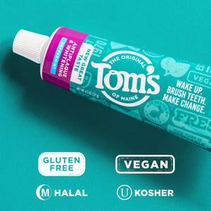 Suplement Tom's of Maine Fluoride-Free Antiplaque & Whitening Natural Toothpaste, Peppermint, 5.5 oz. (Pack of 2) - VelvetGlow USA