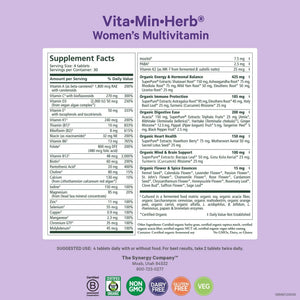 PURE SYNERGY Vita·Min·Herb for Women | Women’s Comprehensive Multivitamin Supplement | Made with Organic Whole Food Non-GMO & Vegan Ingredients | PURE SYNERGY